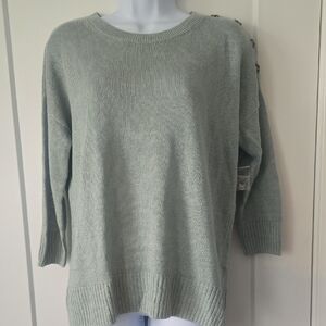 Tahari Green Crew Neck Sweater with 3/4 Sleeves